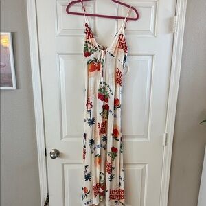 NWOT T.J.Maxx Cream Fruit Print Maxi Dress
